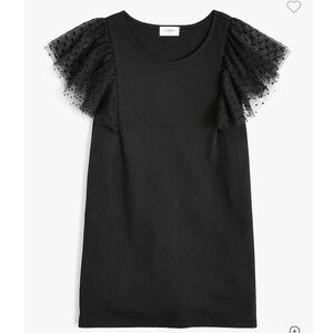 J. Crew Factory | Polka-Dot Ruffle-Shoulder Tank Top, Black, Size M - NWT